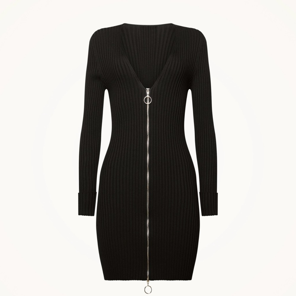Merino Rib Dress Cardigan by Wolford Small Black Dress with Wool